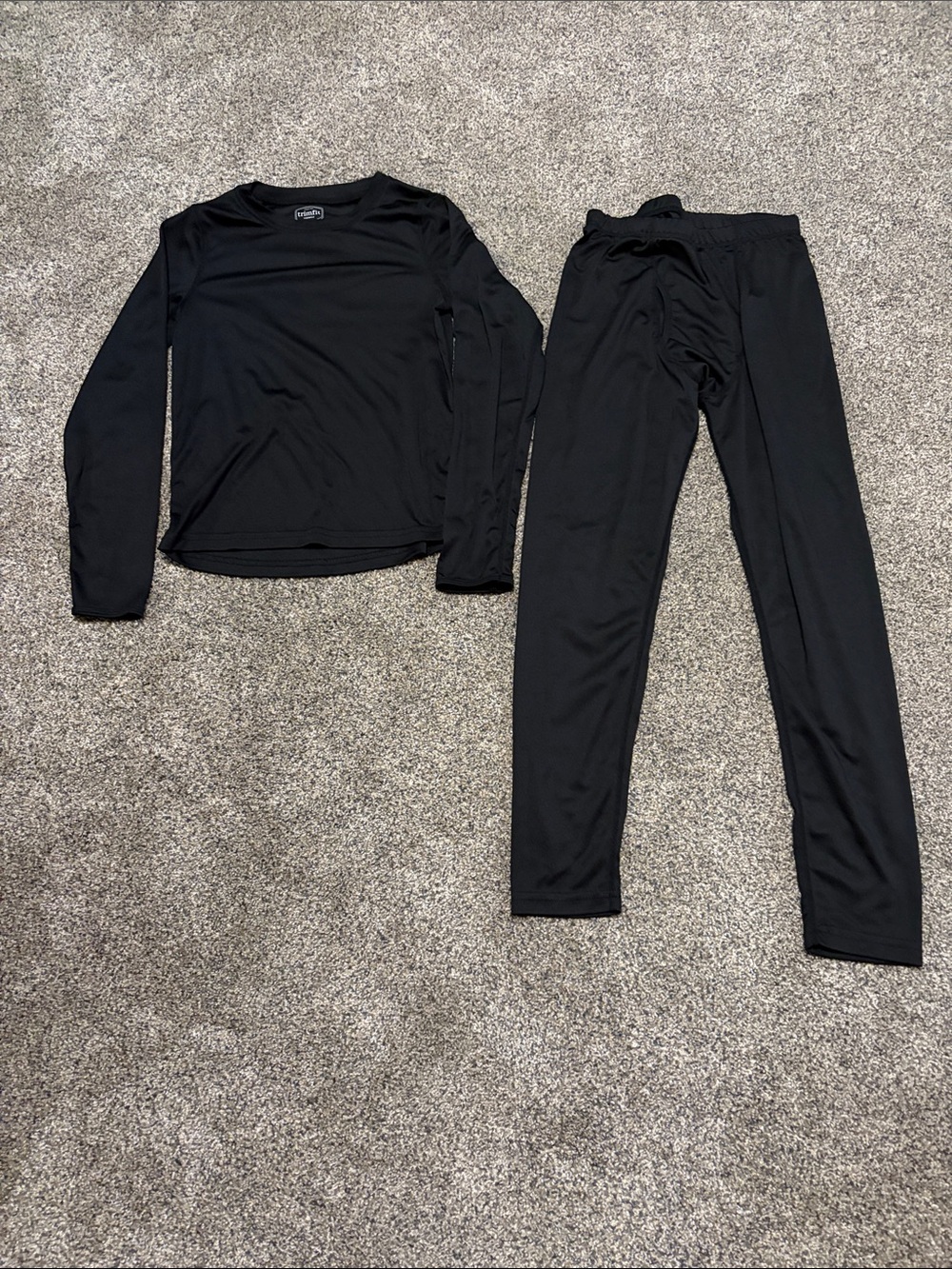 Boys Black Long-Sleeve Thermal Set Size Large 10/12